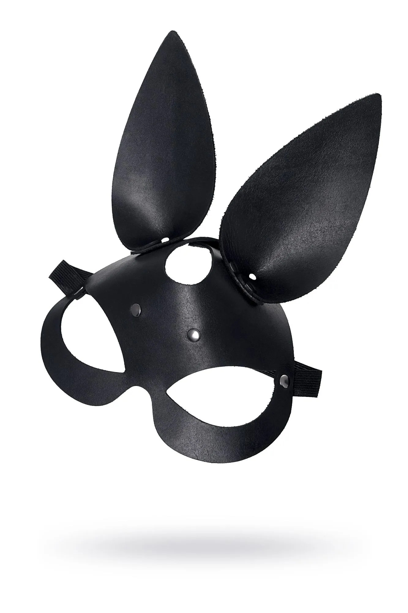Маска Pecado BDSM, с ушками зайки, натуральная кожа, черный