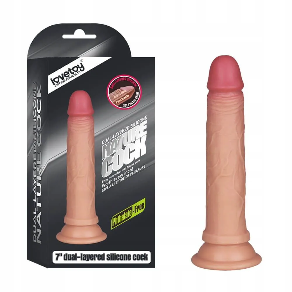 фаллоимитатор 7 inch dual layered liquid silicone nature cock, телесный в Симферополе