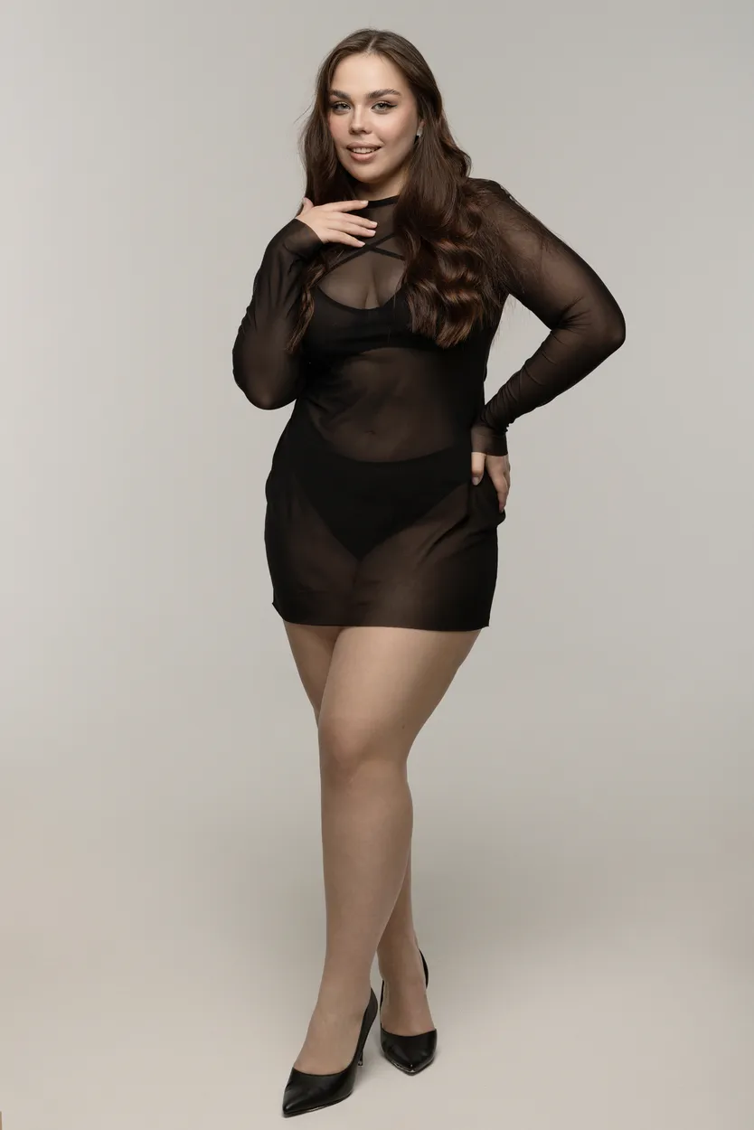 Эротическое платье pinkrabbit из эластичной сетки, чёрное в Симферополе