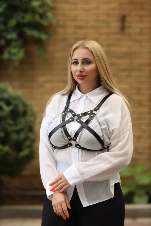 портупея из натуральной кожи с цепочками plus size 300-15psars в Симферополе