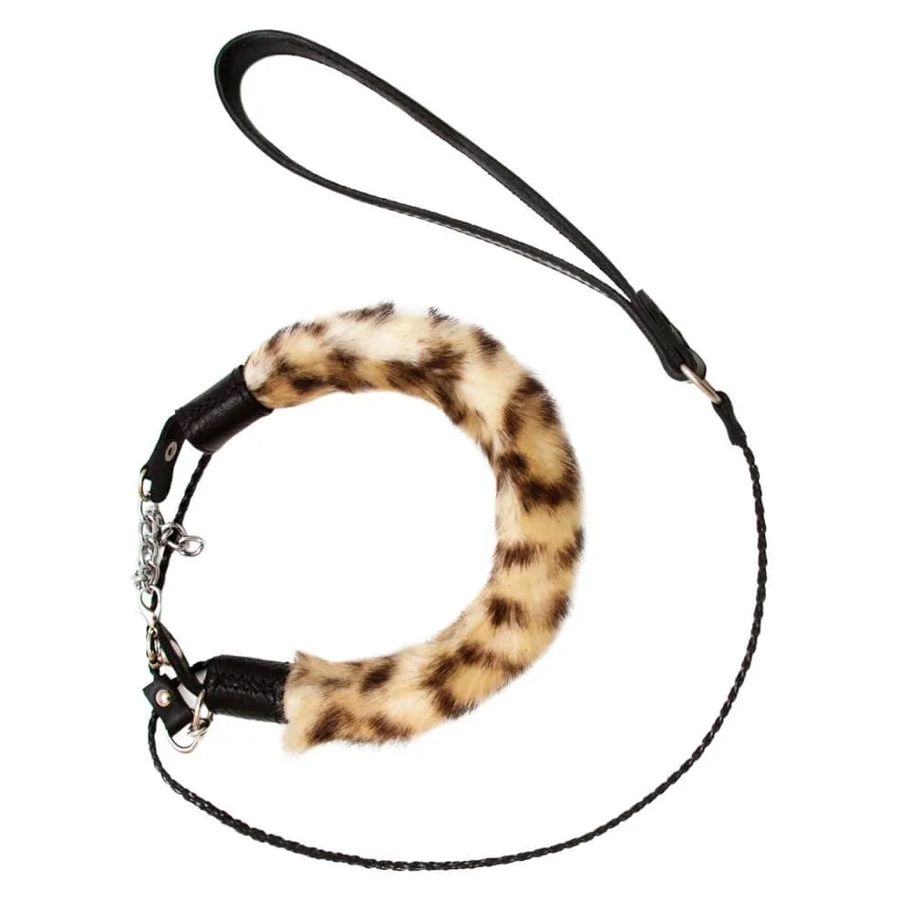ошейник меховой леопард, с поводком в Симферополе