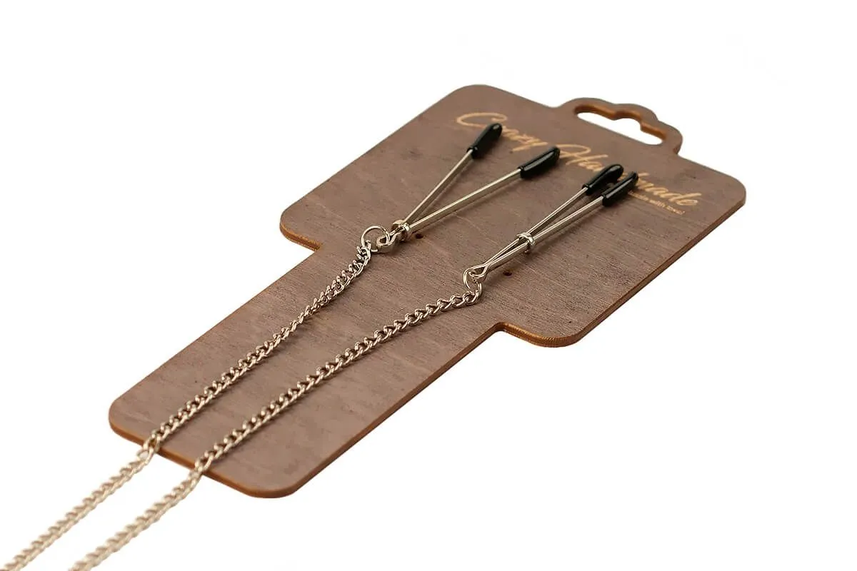 Зажимы-вилки на соски PinkRabbit на цепочке, 20 см