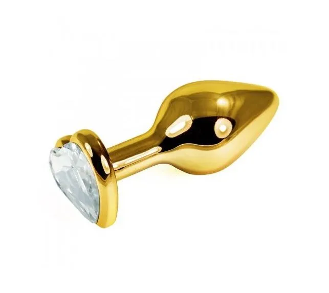 Анальная пробка Lovetoy Rosebud Heart, золотистая с прозрачным камнем