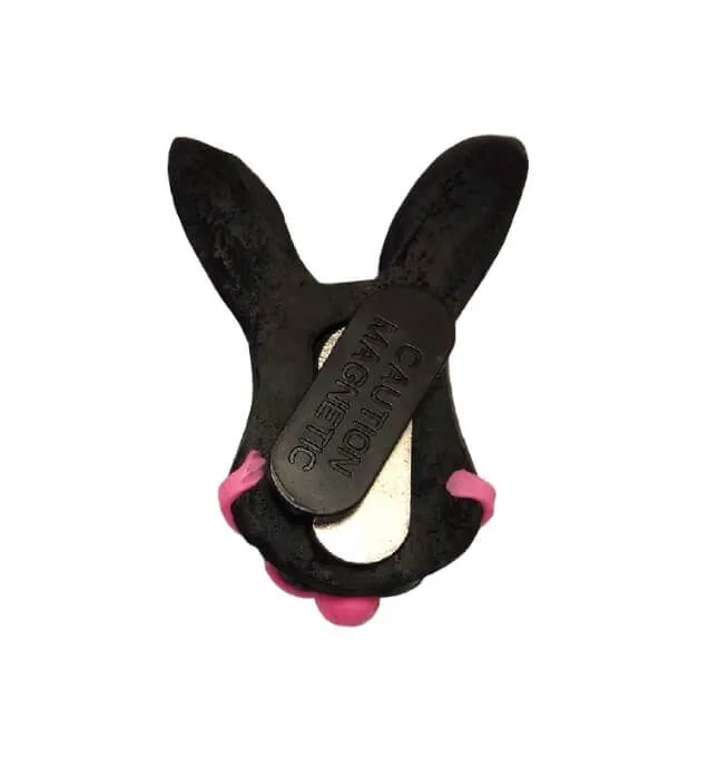 брошь pinkrabbit черный кролик с розовым кляпом, на магните в Симферополе