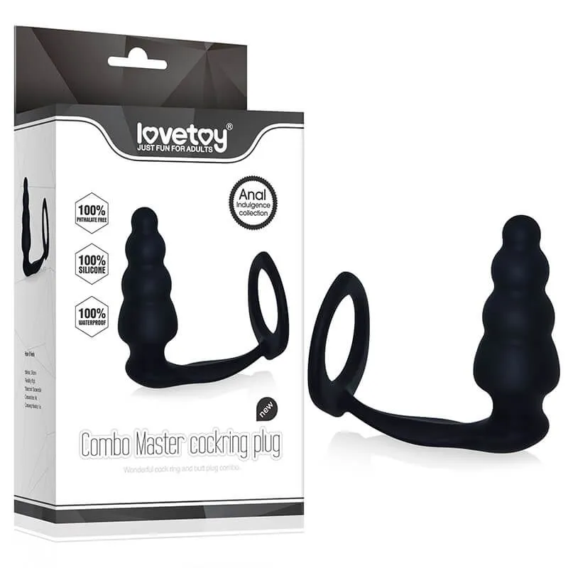 анальная пробка lovetoy combo master cockring plug, черная в Симферополе