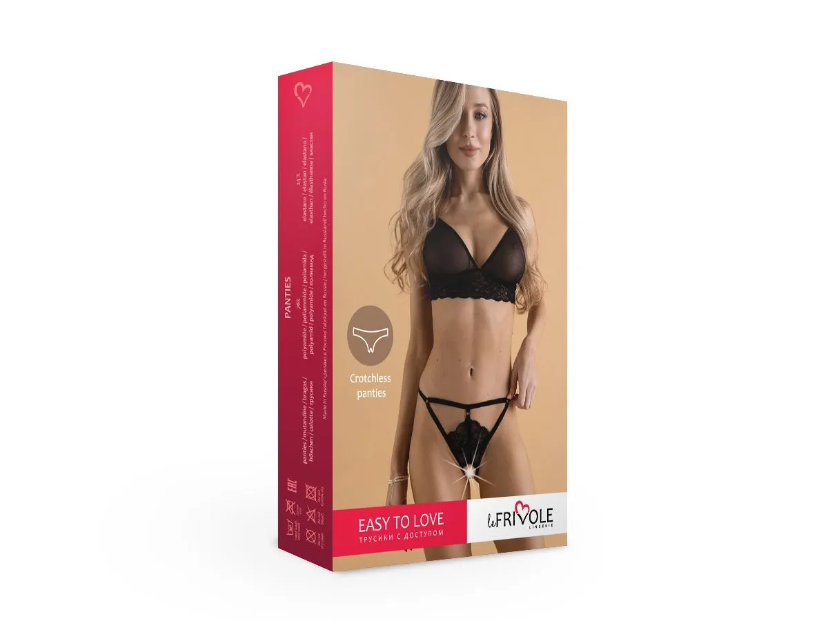 Эротическое чарующие трусики с доступом из кружева и стреп-лент easy to love в Симферополе