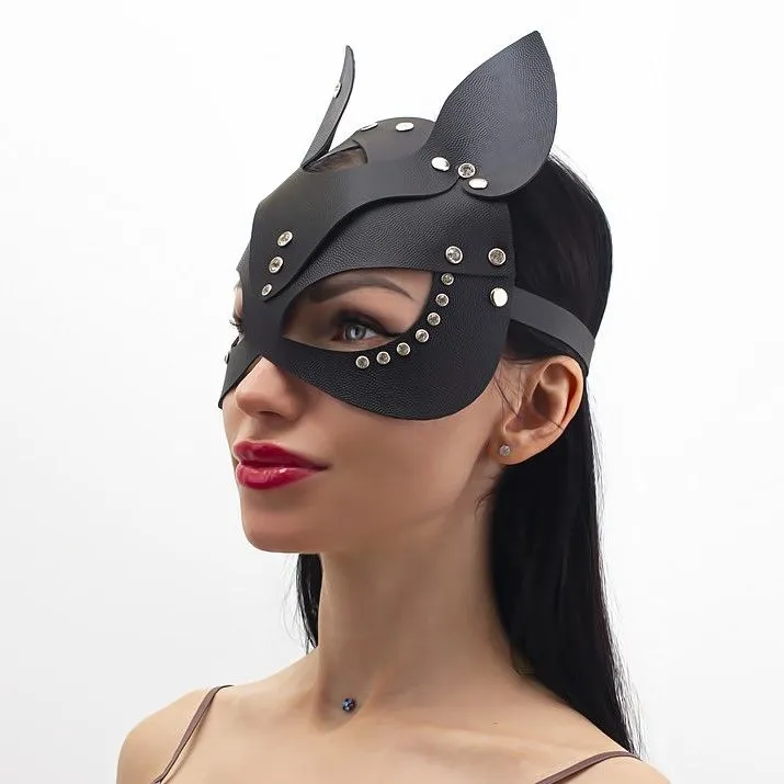 маска кошки со стразами pinkrabbit , чёрная в Симферополе