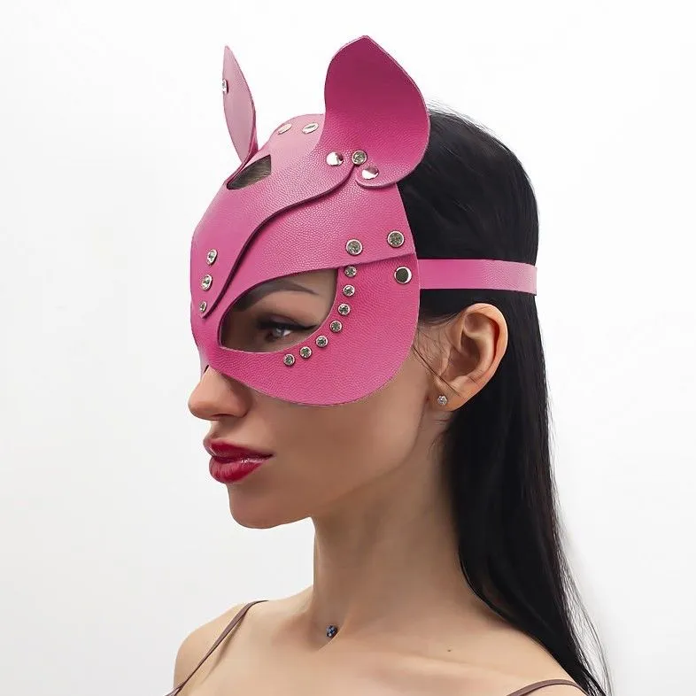 маска кошки со стразами pinkrabbit, розовая в Симферополе