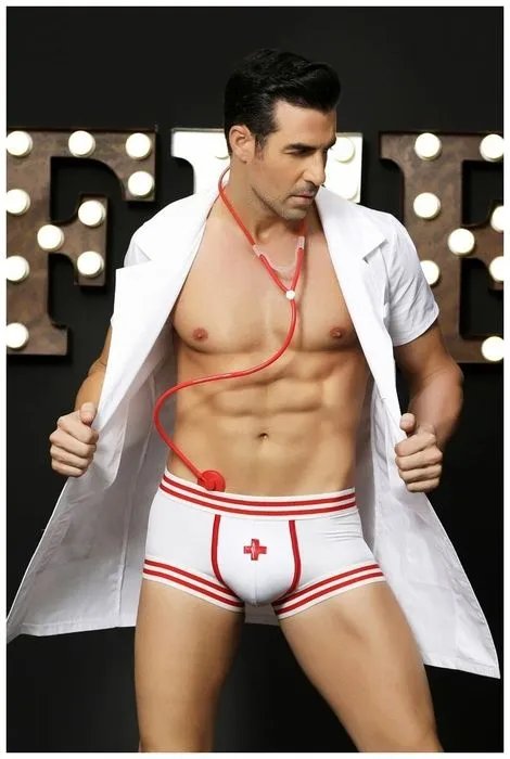 Эротическое костюм доктора candy boy daniel, мужской, бело-красный в Симферополе