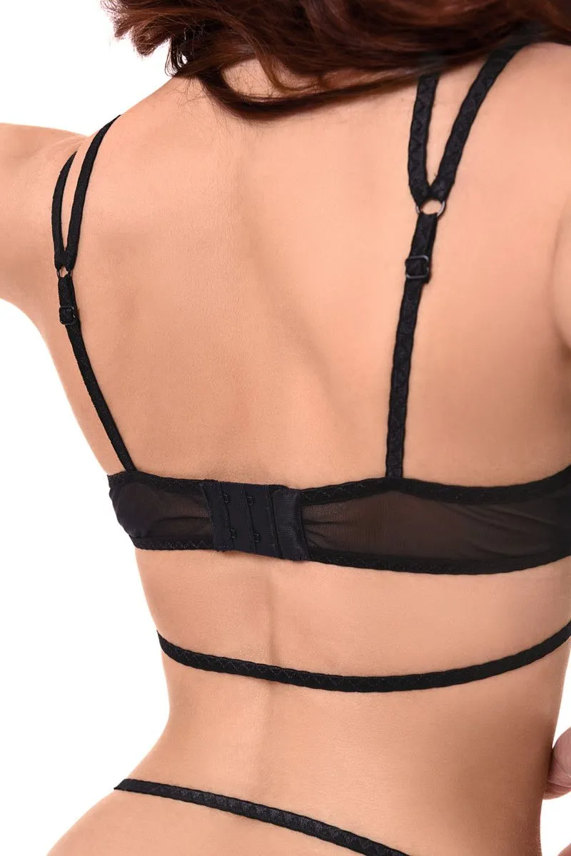 Эротическое боди с кружевом жабо erolanta eva, черное в Симферополе