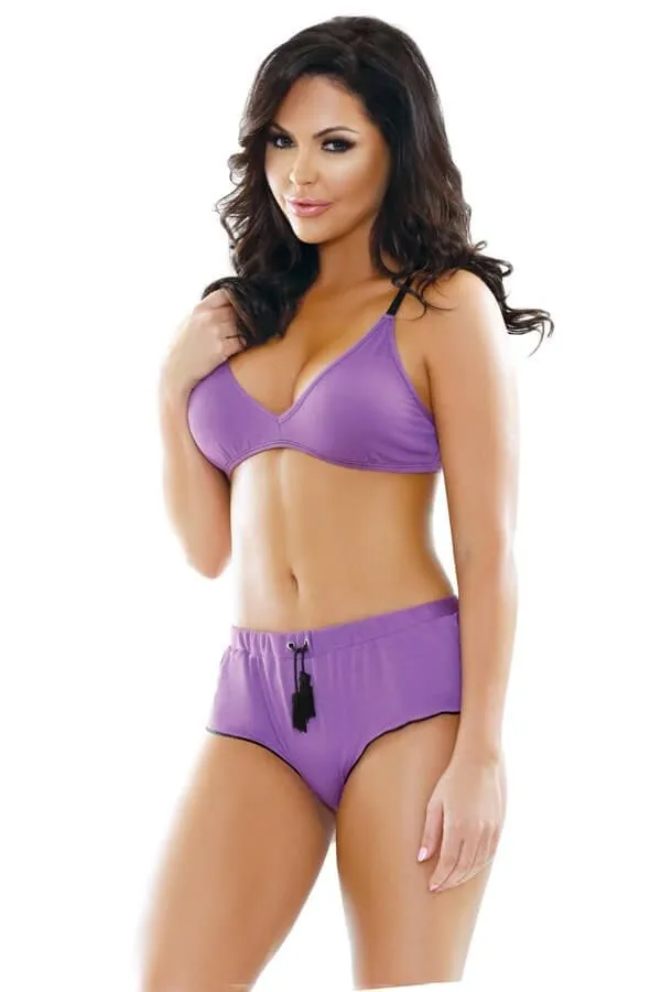 Эротическое комплект белья fantasy lingerie nina bralette & shorts, фиолетовый в Симферополе