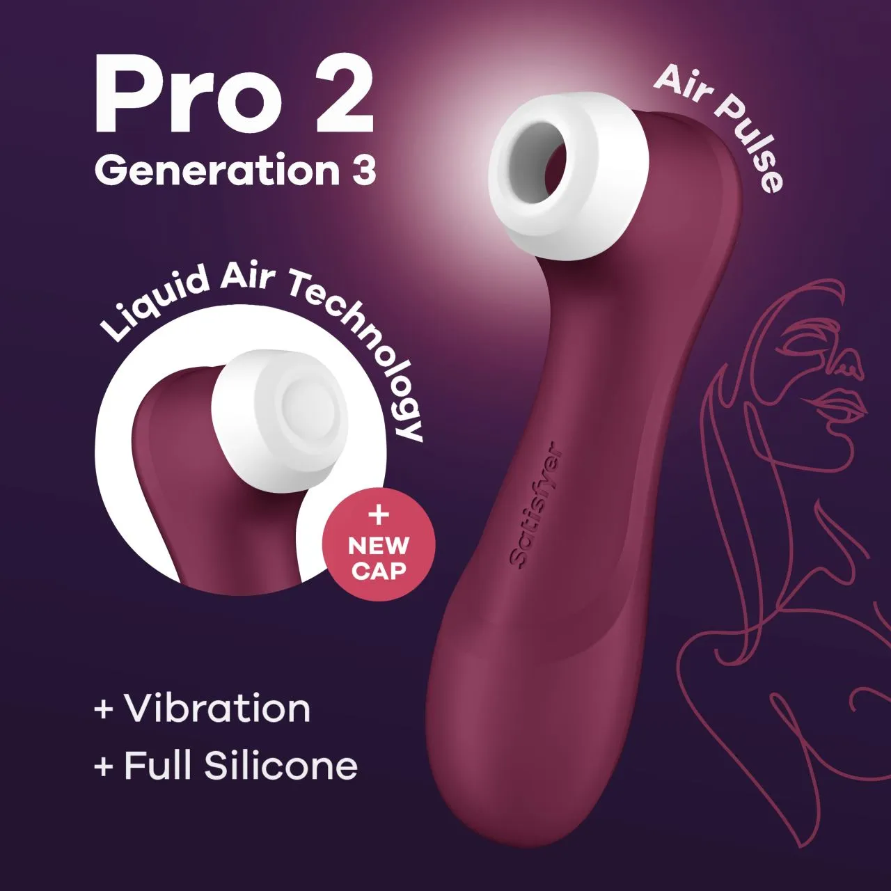 bluetooth/app клиторальный вибростимулятор pro 2 generation 3 with liquid air (wine red) в Симферополе