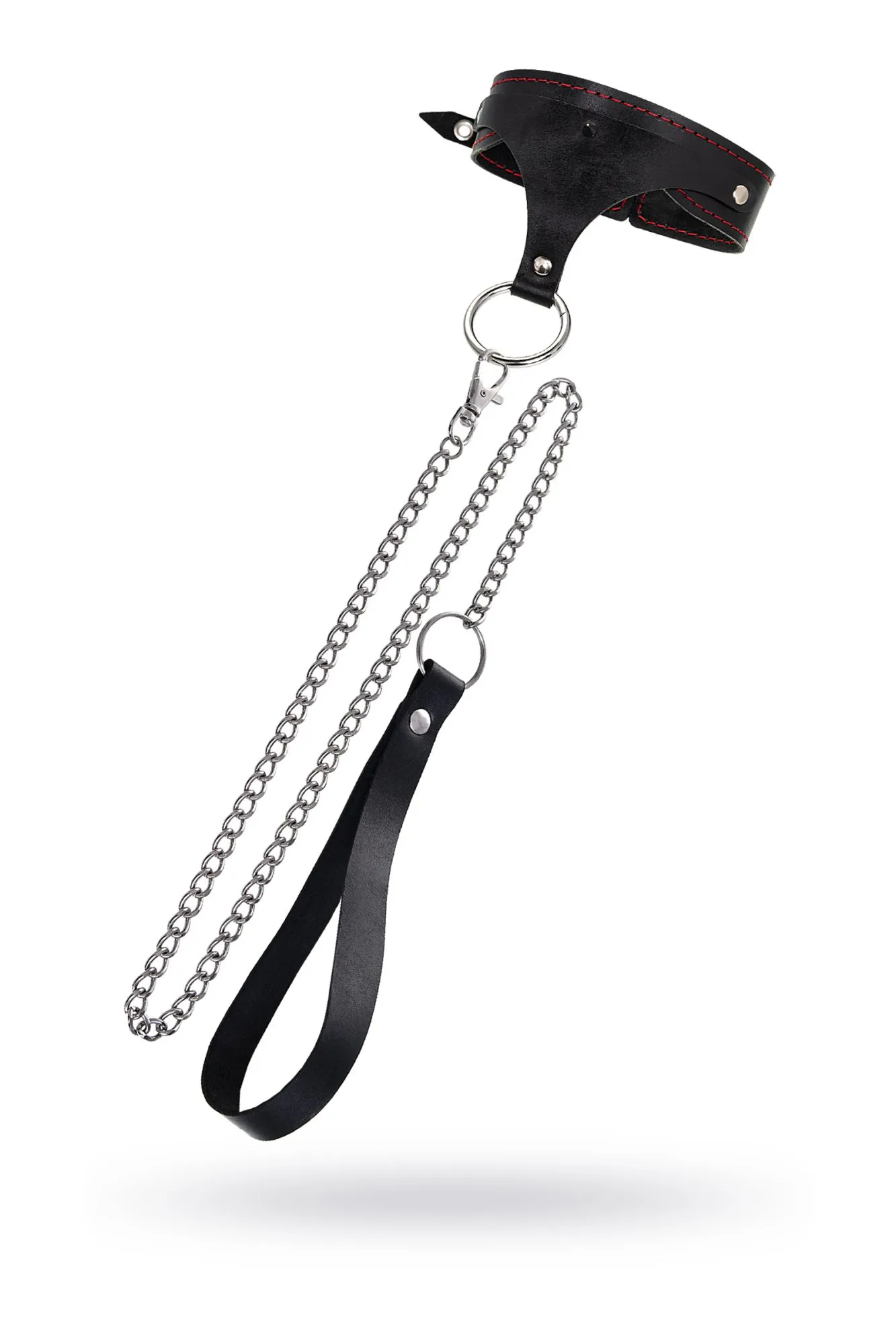 Ошейник Pecado BDSM, с контрастной строчкой, натуральная кожа, чёрный