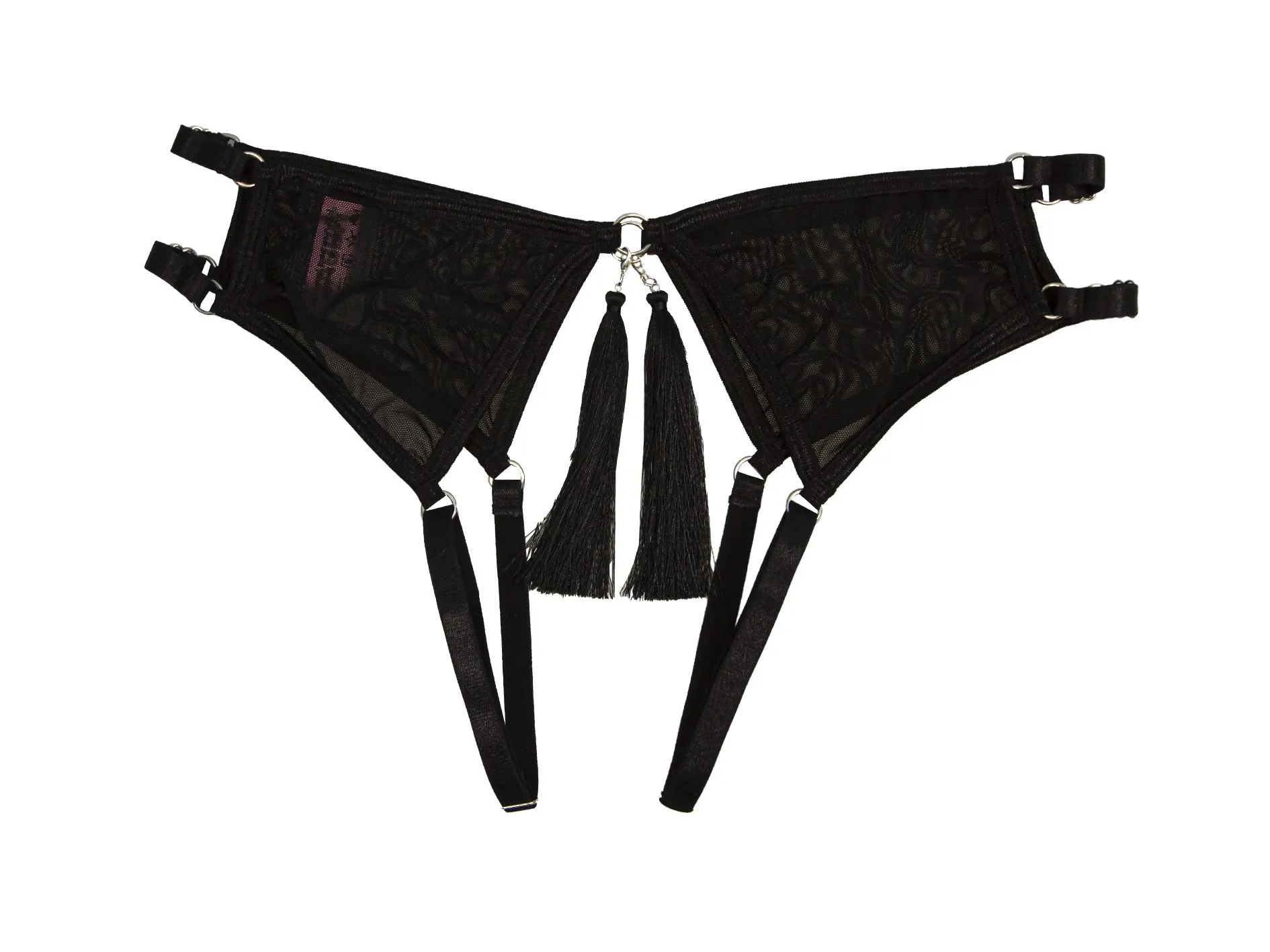 Эротическое трусики pinkrabbit с доступом и соблазнительными кисточками, чёрные в Симферополе