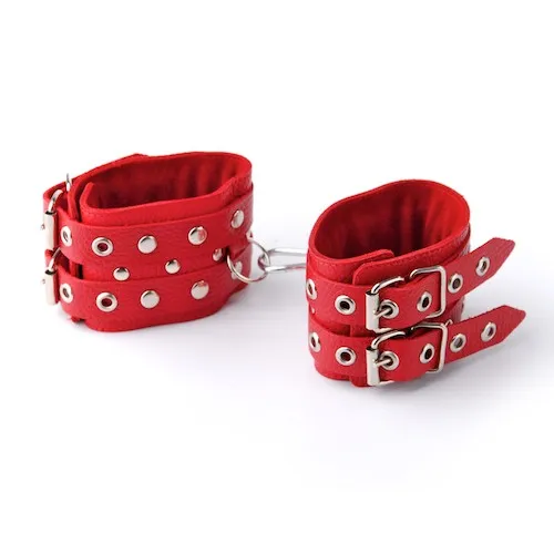 наручники кожаные красные с ремешками 3050-2 в Симферополе
