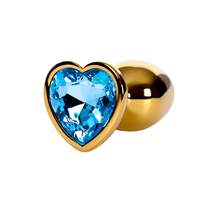 анальная пробка pinkrabbit maya металлическая с голубым кристаллом-сердцем, размер s, золотая в Симферополе