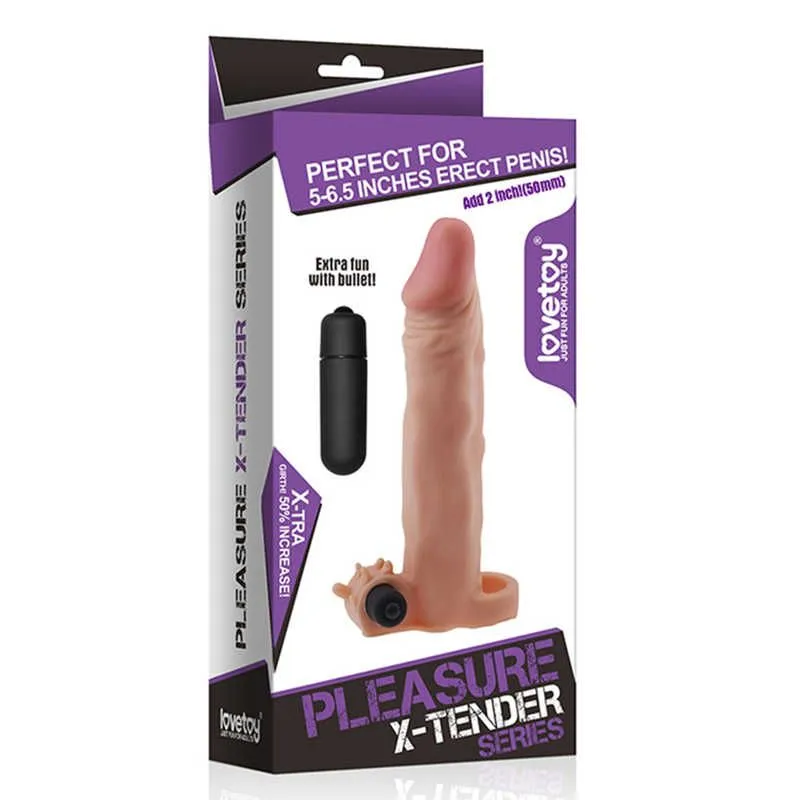 насадка на член lovetoy pleasure x-tender 7.5 inch, с вибрацией в Симферополе