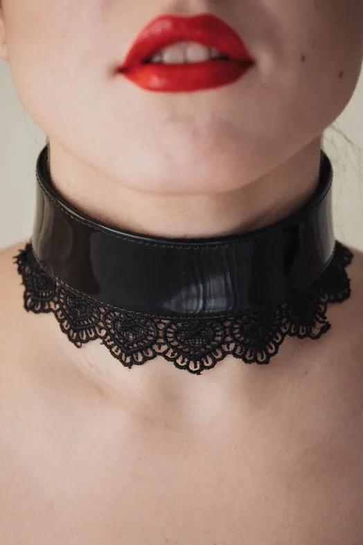 изящный ошейник с кружевом black bdsm light  810007ars в Симферополе
