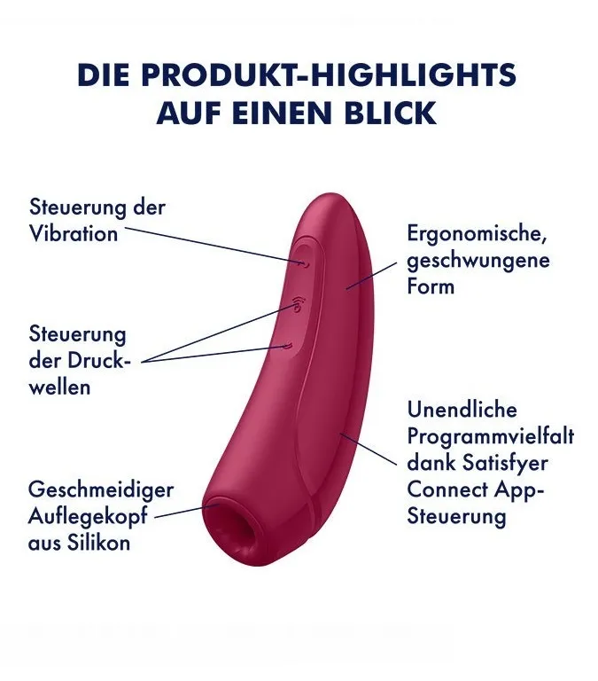 вакуумно-волновой стимулятор satisfyer curvy 1+ с возможностью управления через приложение - красный в Симферополе