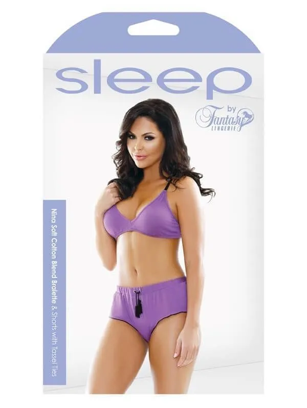 Эротическое комплект белья fantasy lingerie nina bralette & shorts, фиолетовый в Симферополе