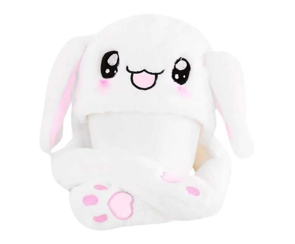 шапка-зайка с двигающимися ушами, белая в Симферополе