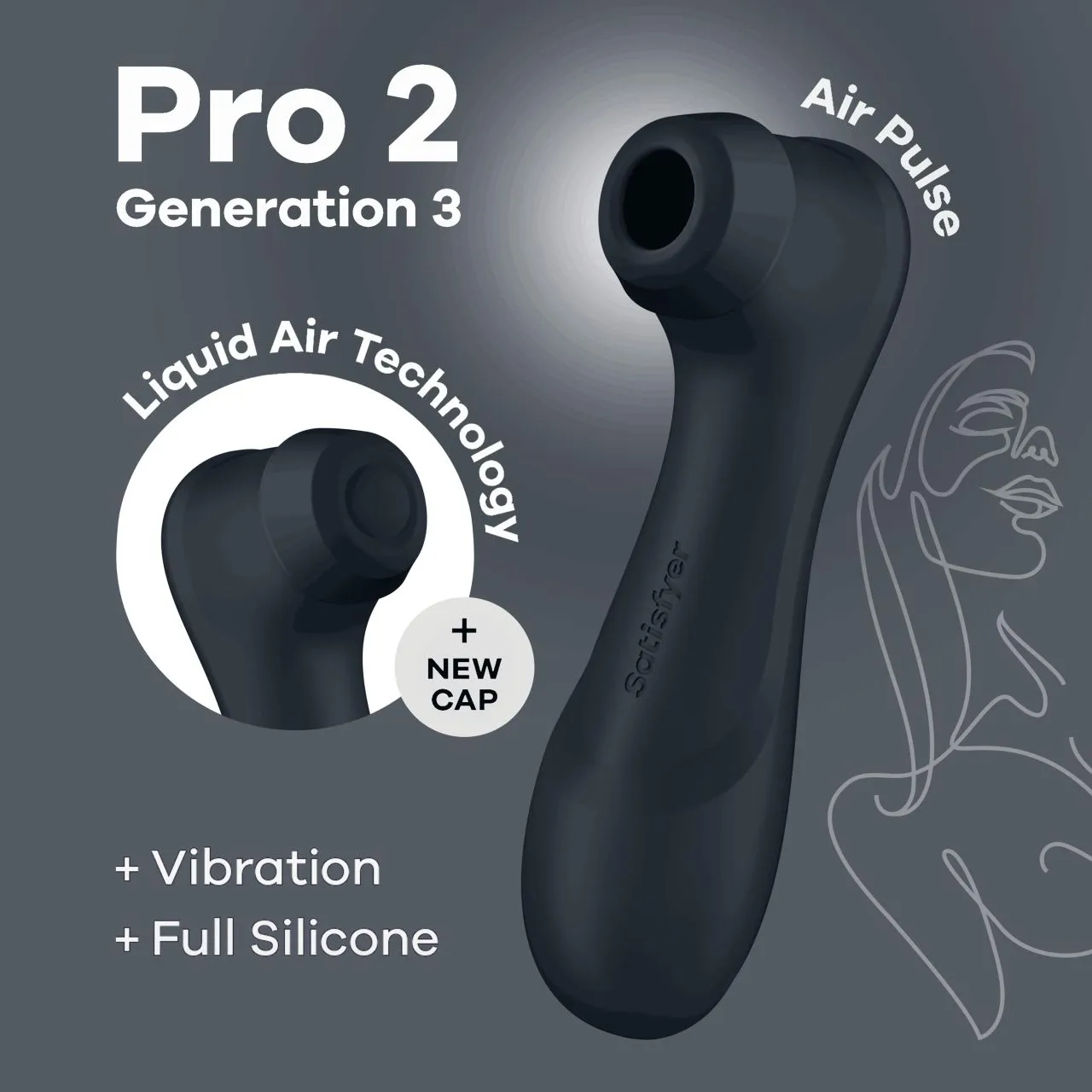 bluetooth/app клиторальный стимулятор pro 2 generation 3 with liquid air (dark grey) в Симферополе
