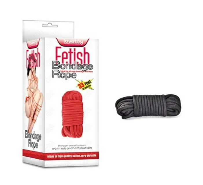 Веревка игровая для фиксации Lovetoy Fetish Bondage Rope, черная, 10 м