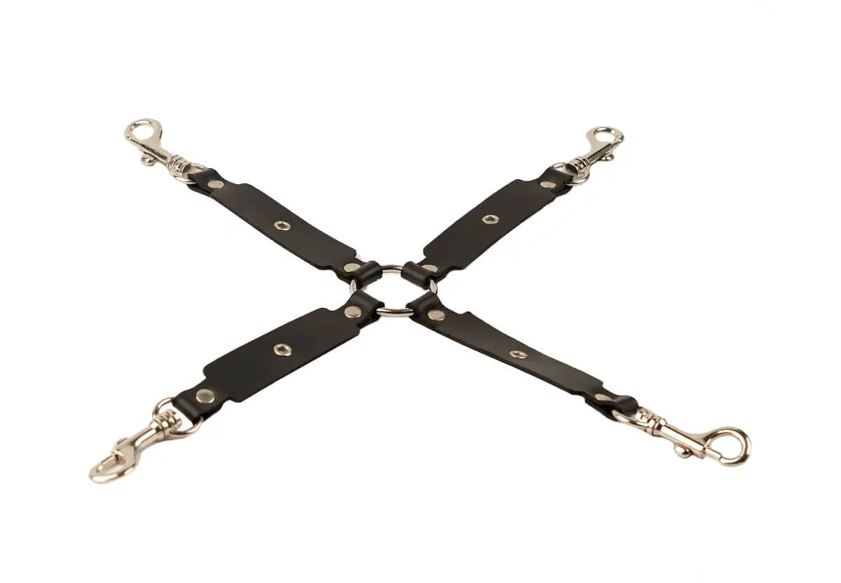 Крестик с карабинами PinkRabbit для фиксации рук и ног, черный