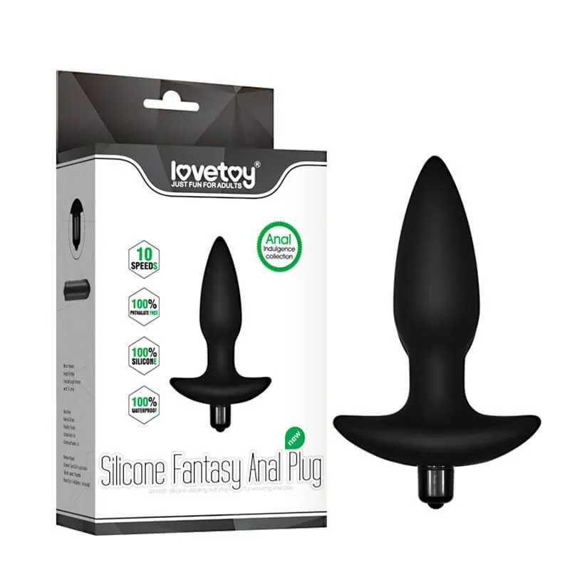 анальная пробка lovetoy silicone fantasy anal plug, с вибрацией, чёрная в Симферополе