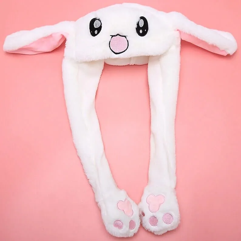 шапка-зайка с двигающимися ушами, белая в Симферополе