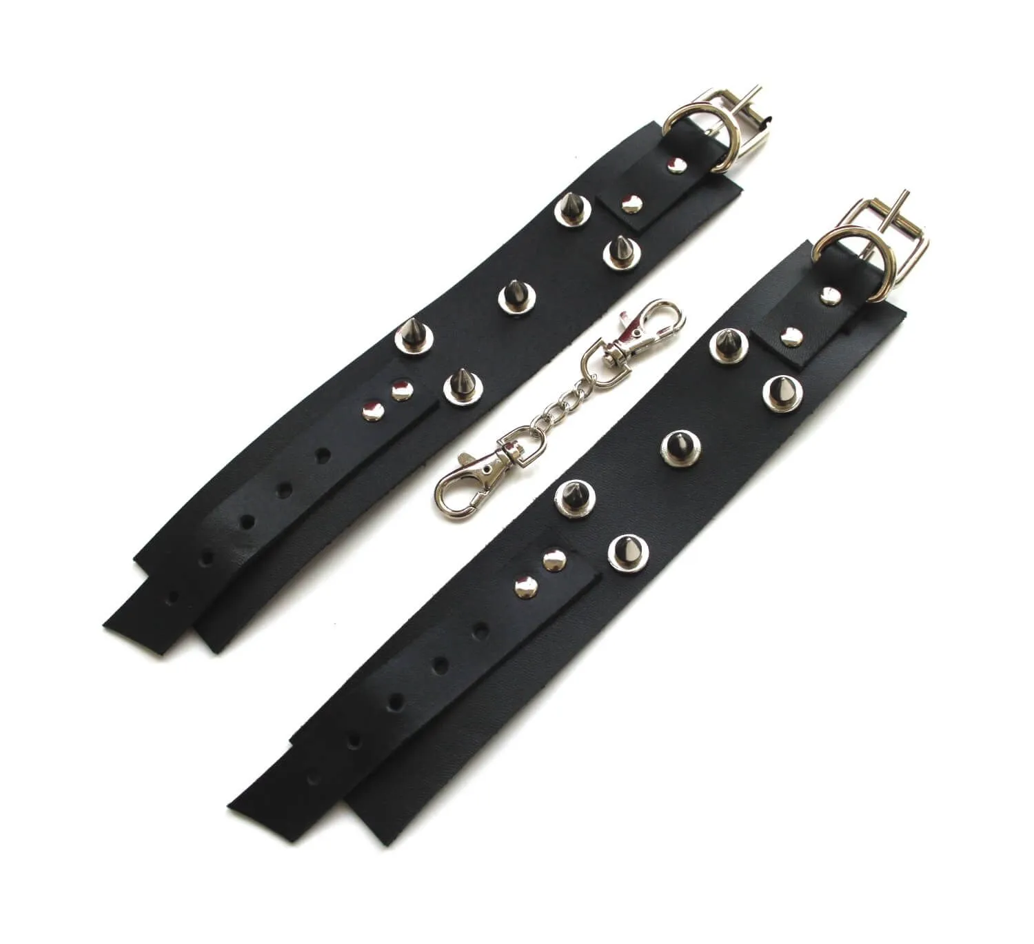 наручники декоративные кожаные pinkrabbit c шипами, черные в Симферополе