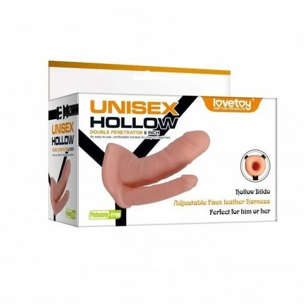 страпон lovetoy unisex hollow двойной, телесный в Симферополе