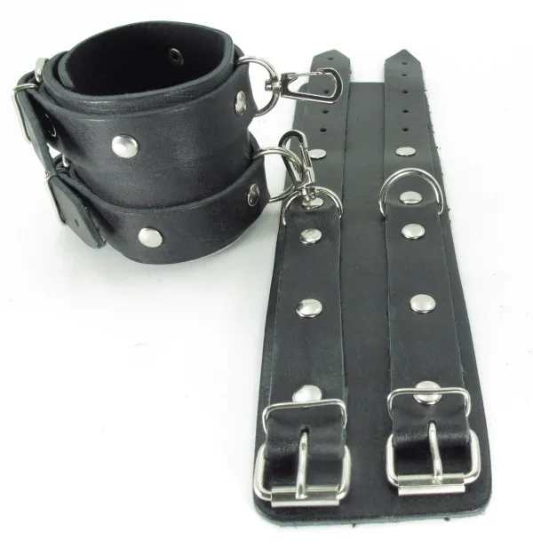 оковы из кожи черные с двумя пряжками 56007ars в Симферополе
