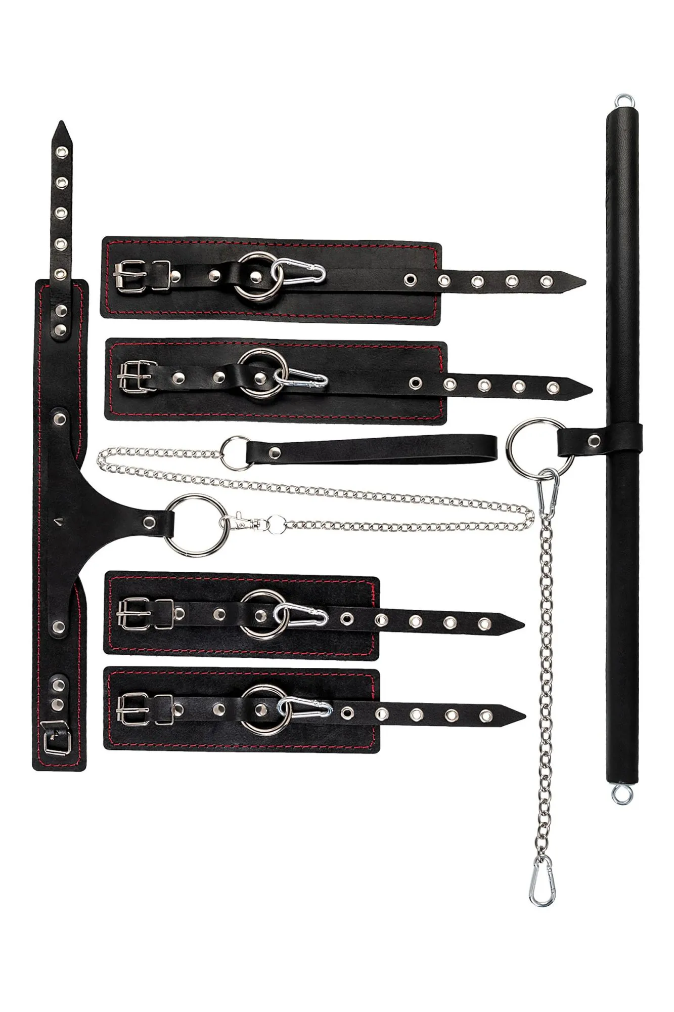 бондажный набор pecado bdsm, 3 точки фиксации, большая распорка, оковы, наручники, ошейник с кольцом в Симферополе