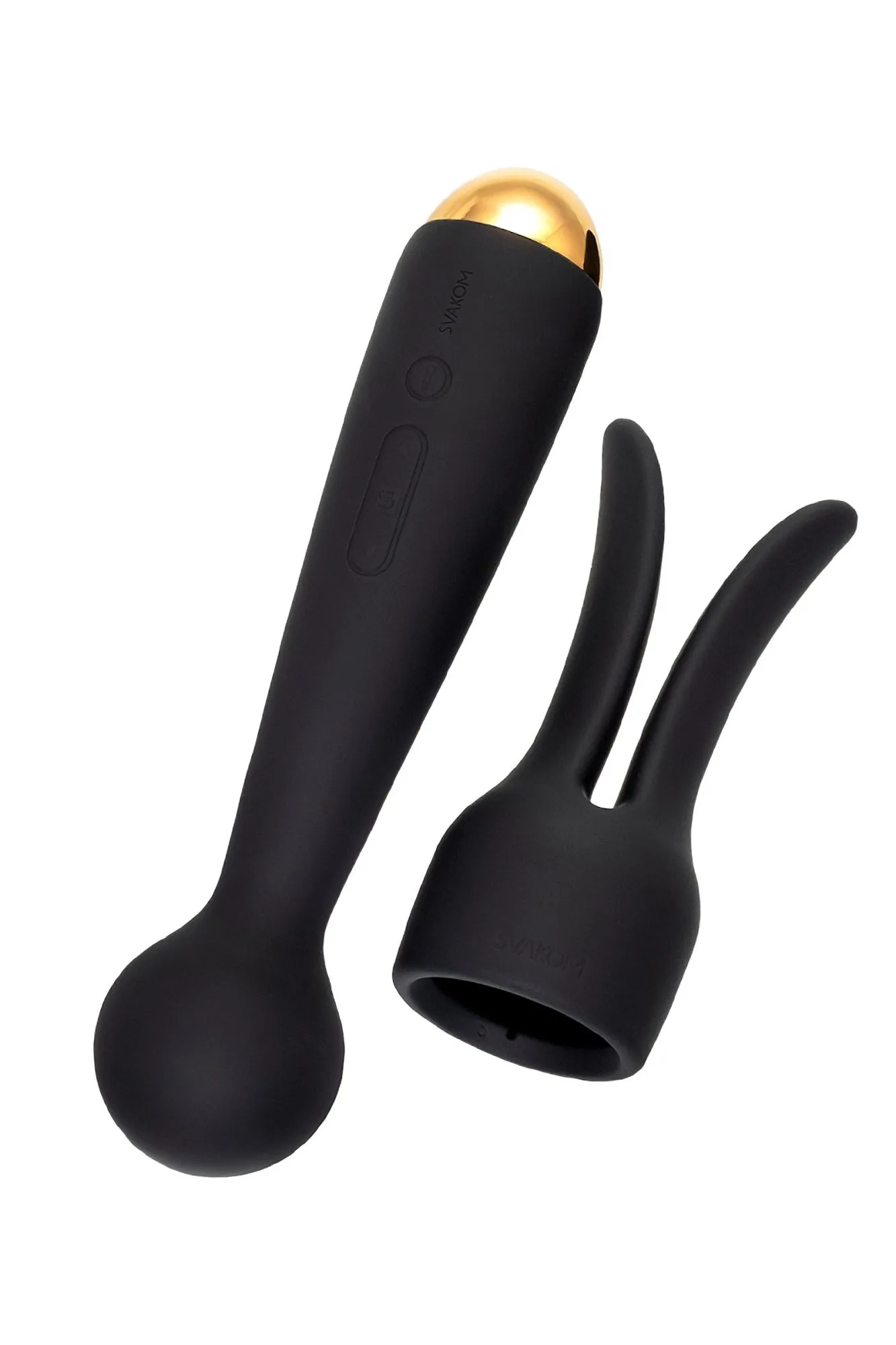 вибратор с насадкой svakom emma neo, силикон, черный, 21 см в Симферополе