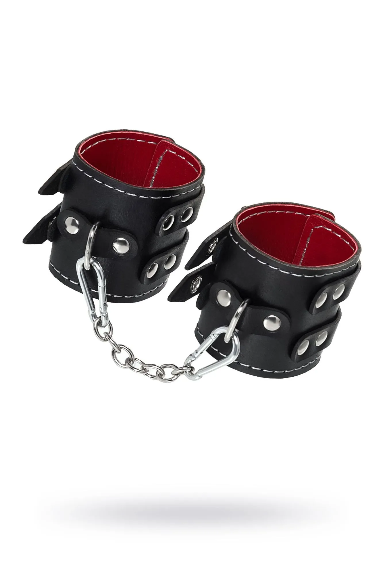 наручники pecado bdsm, с двумя ремнями и красной подкладкой, натуральная кожа, черные в Симферополе