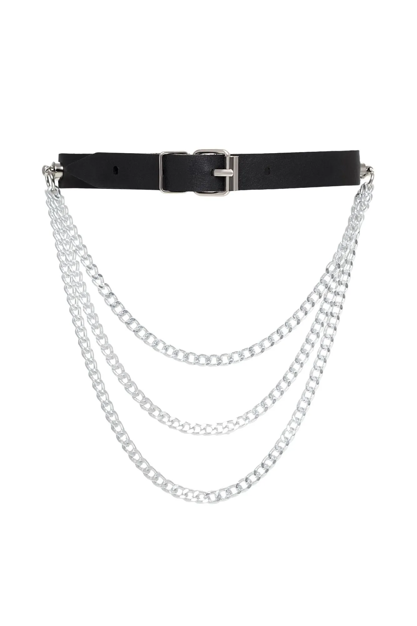 чокер pecado bdsm, с цепочками, модель 1, натуральная кожа, черный в Симферополе