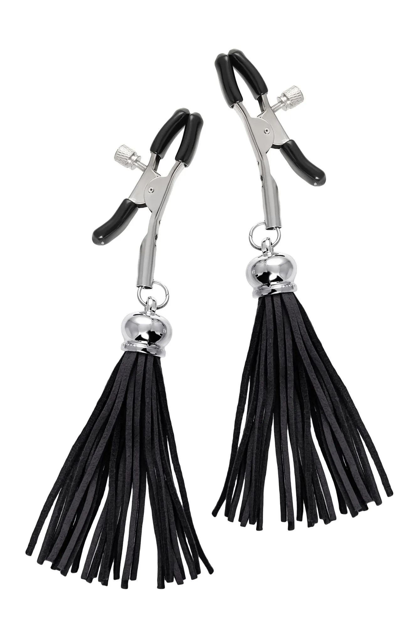 зажимы на соски pecado bdsm, «прищепки», с кисточками из замши, металл, черные в Симферополе