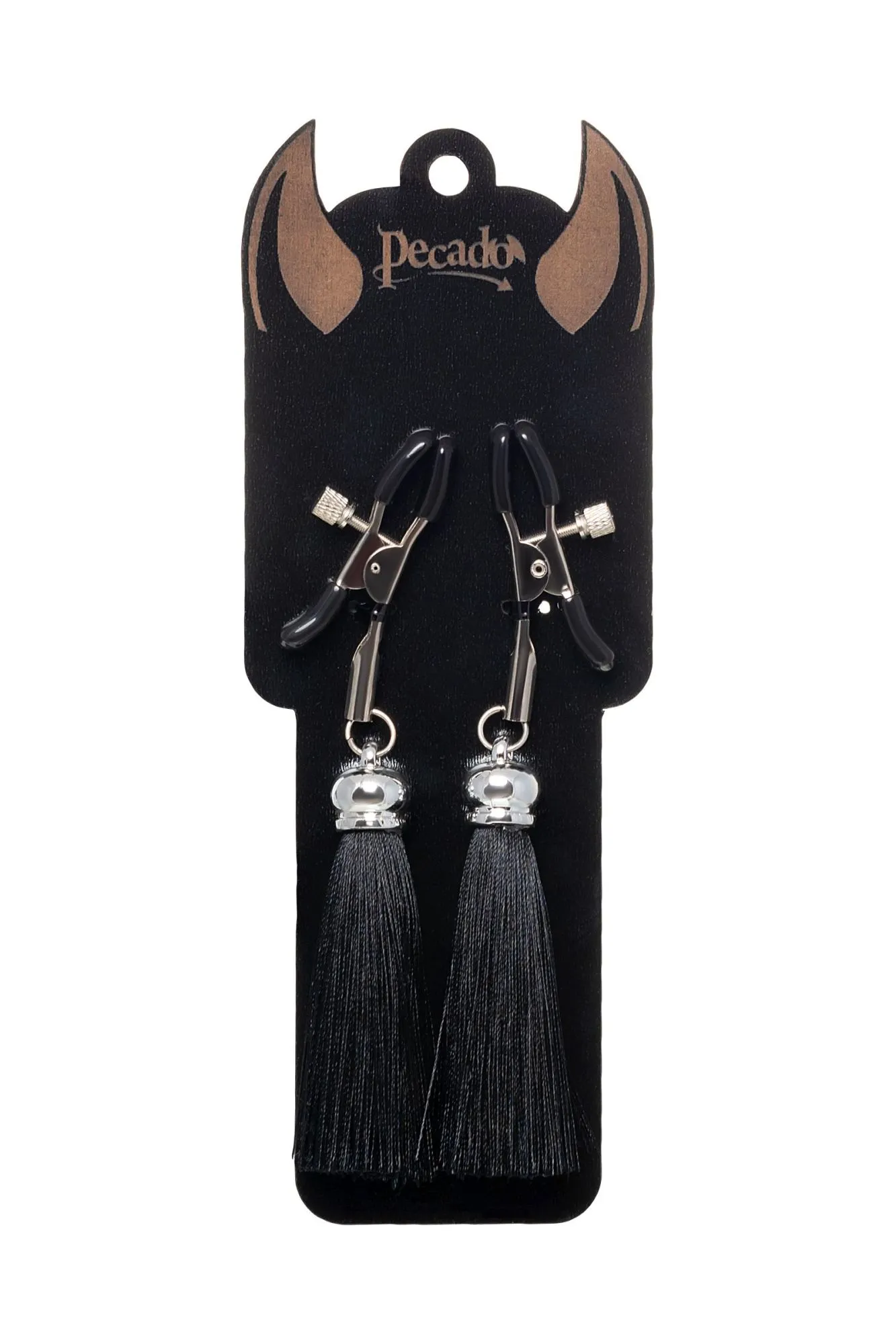 зажимы на соски pecado bdsm, «прищепки», с кисточками из шелка, металл, черные в Симферополе