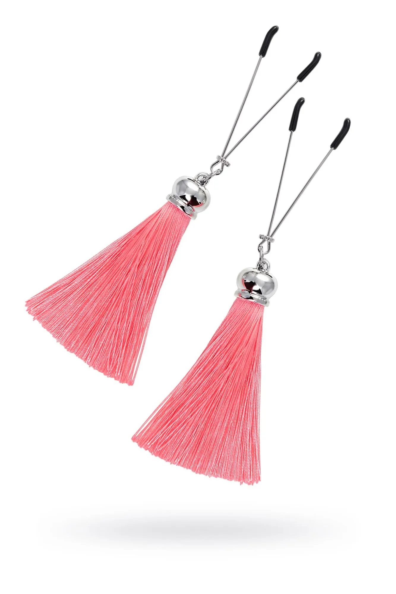 зажимы на соски pecado bdsm, «вилки», с кисточками из шелка, металл, розовые в Симферополе