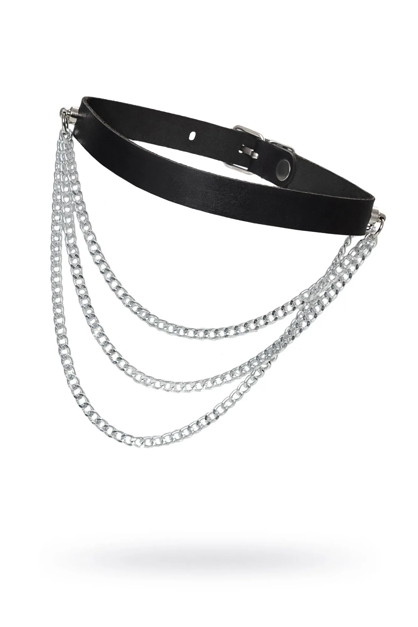 чокер pecado bdsm, с цепочками, модель 1, натуральная кожа, черный в Симферополе