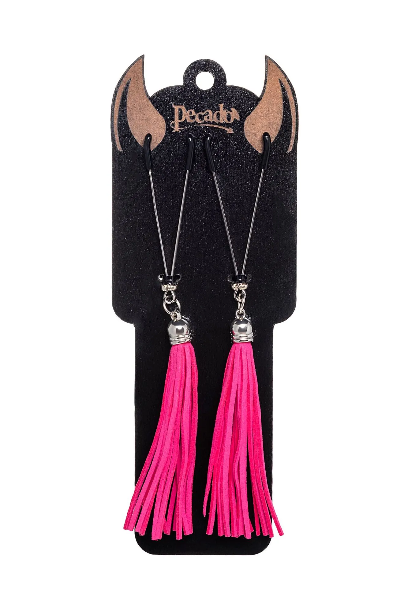 зажимы на соски pecado bdsm, «вилки», с кисточками из замши, металл, фуксия в Симферополе