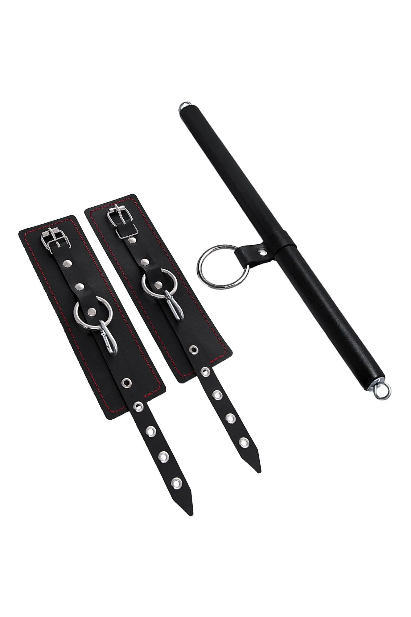 бондажный набор pecado bdsm, 3 точки фиксации, распорка, наручники, натуральная кожа, черный в Симферополе