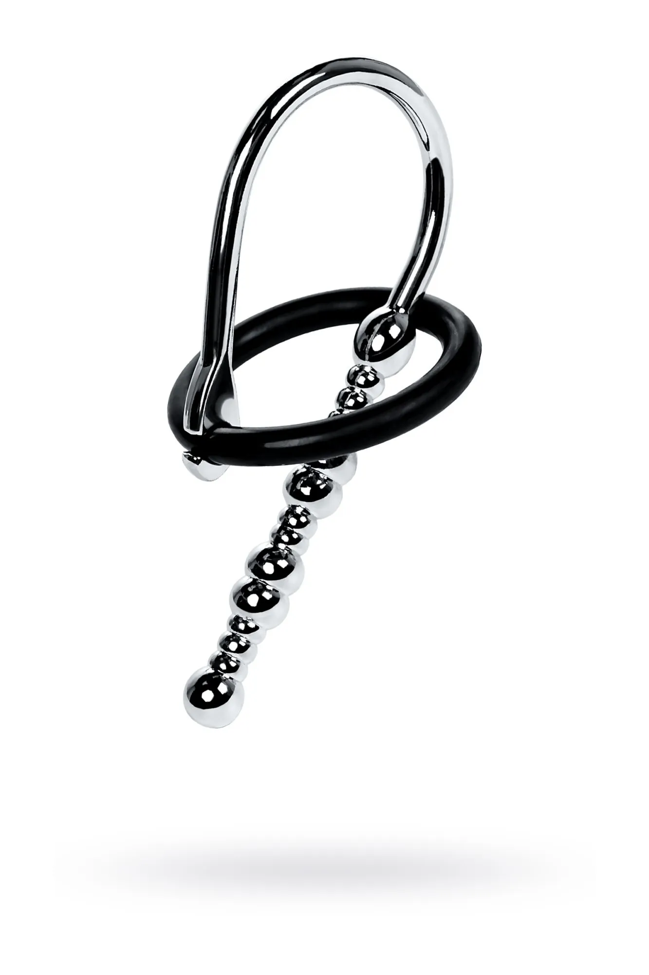 уретральный плаг-бусины toyfa metal  с мягким фиксириющим кольцом, серебряный, 5 см в Симферополе