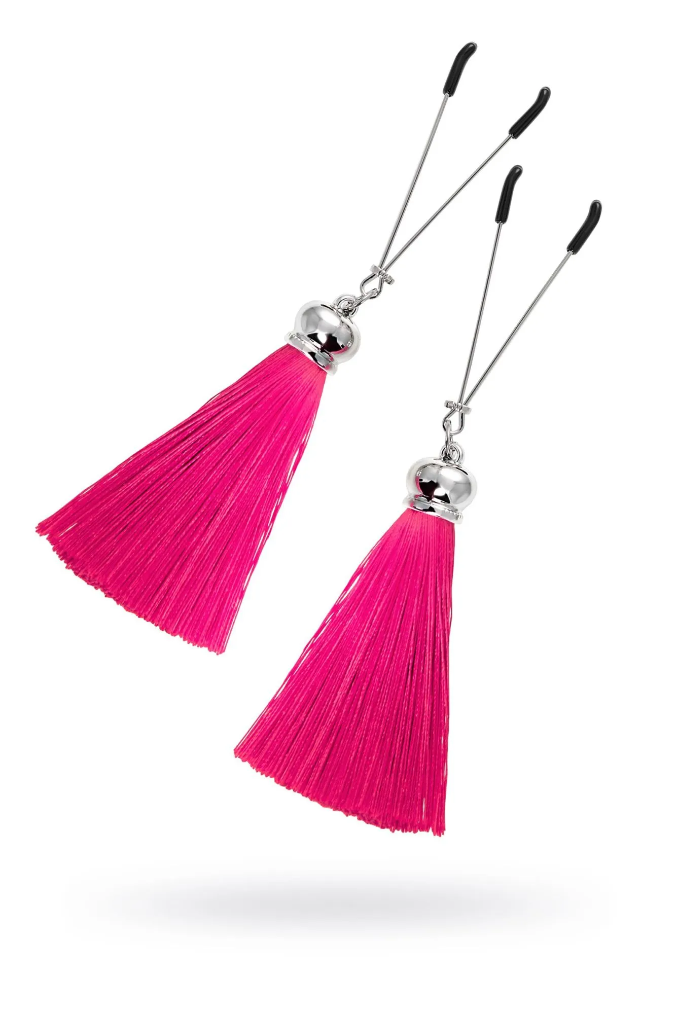 зажимы на соски pecado bdsm, «вилки», с кисточками из шелка, металл, бордовые в Симферополе