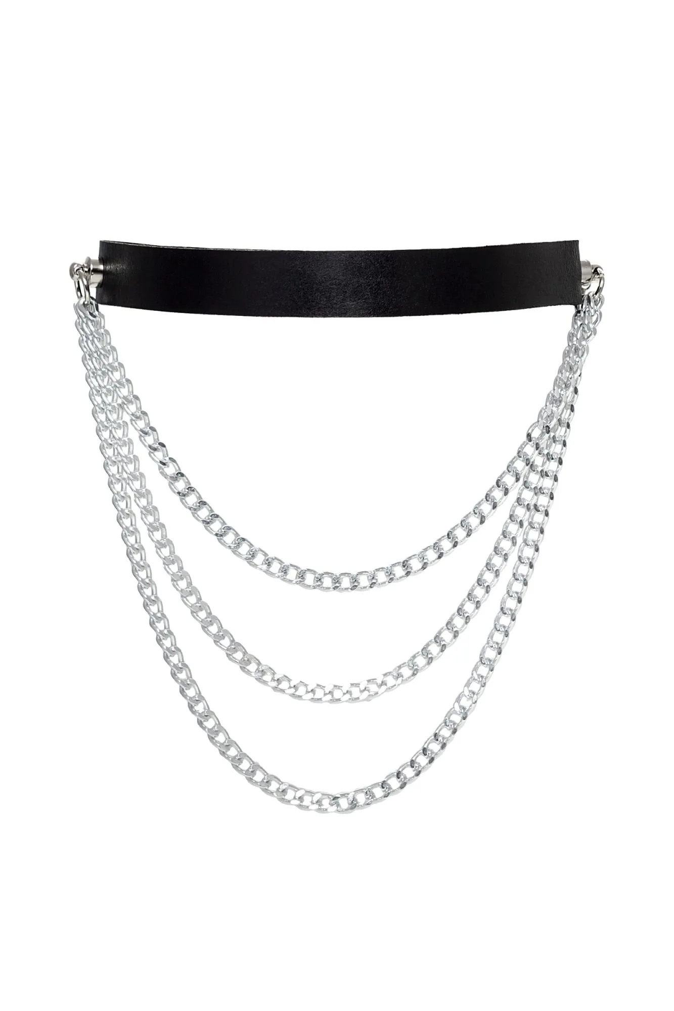 чокер pecado bdsm, с цепочками, модель 1, натуральная кожа, черный в Симферополе