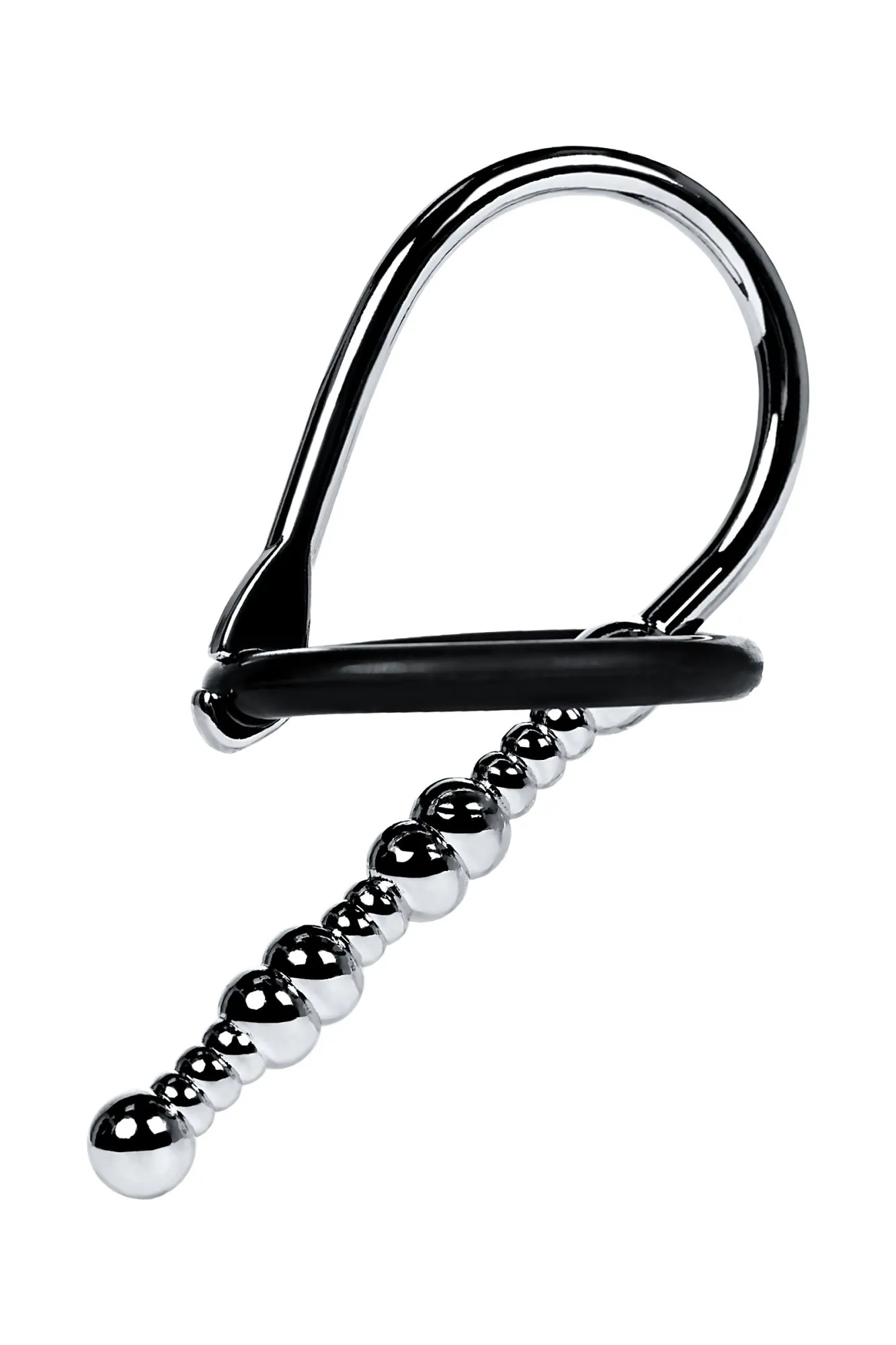 уретральный плаг-бусины toyfa metal  с мягким фиксириющим кольцом, серебряный, 5 см в Симферополе