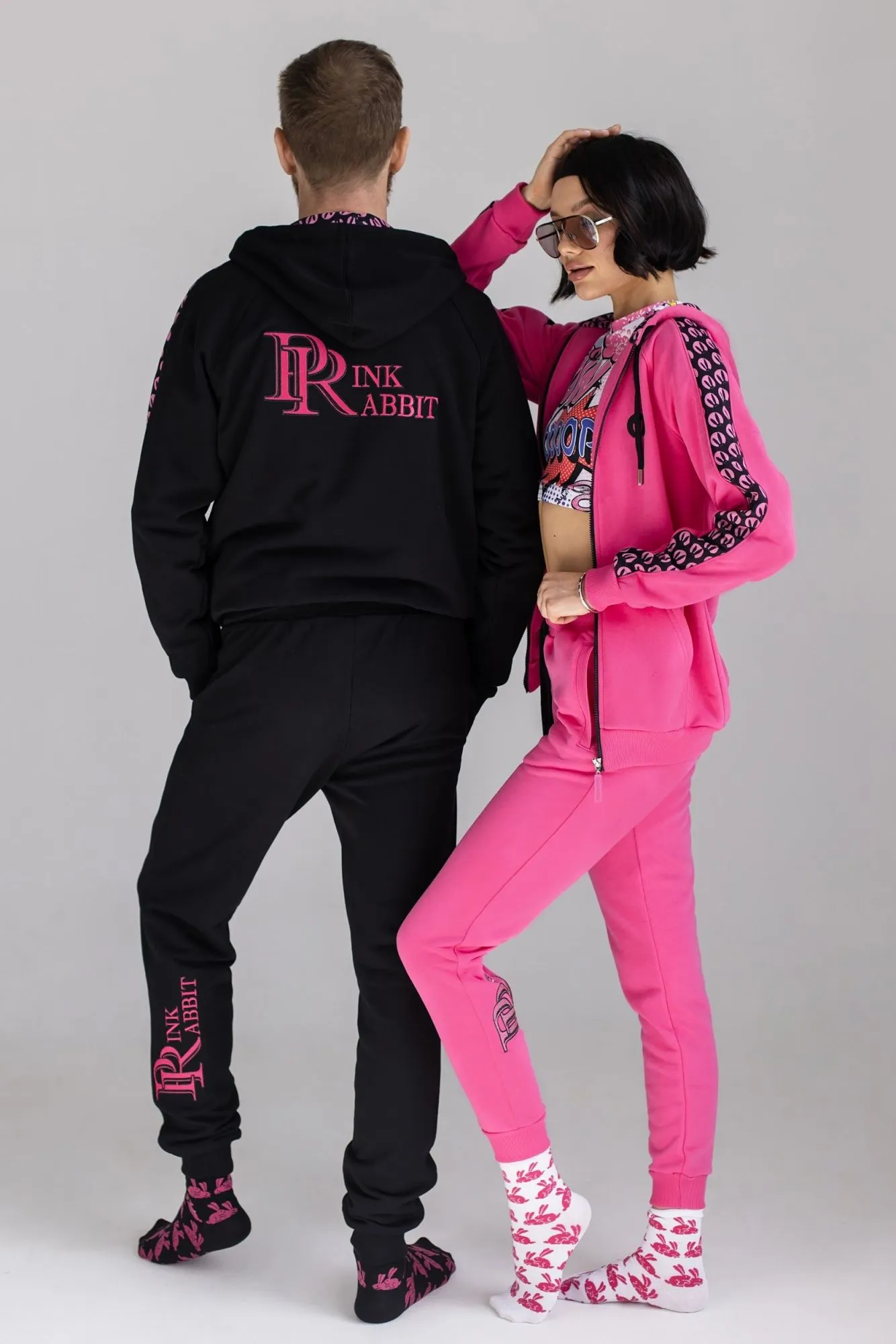 Костюм PinkRabbit из хлопкового футера, двусторонний, чёрный