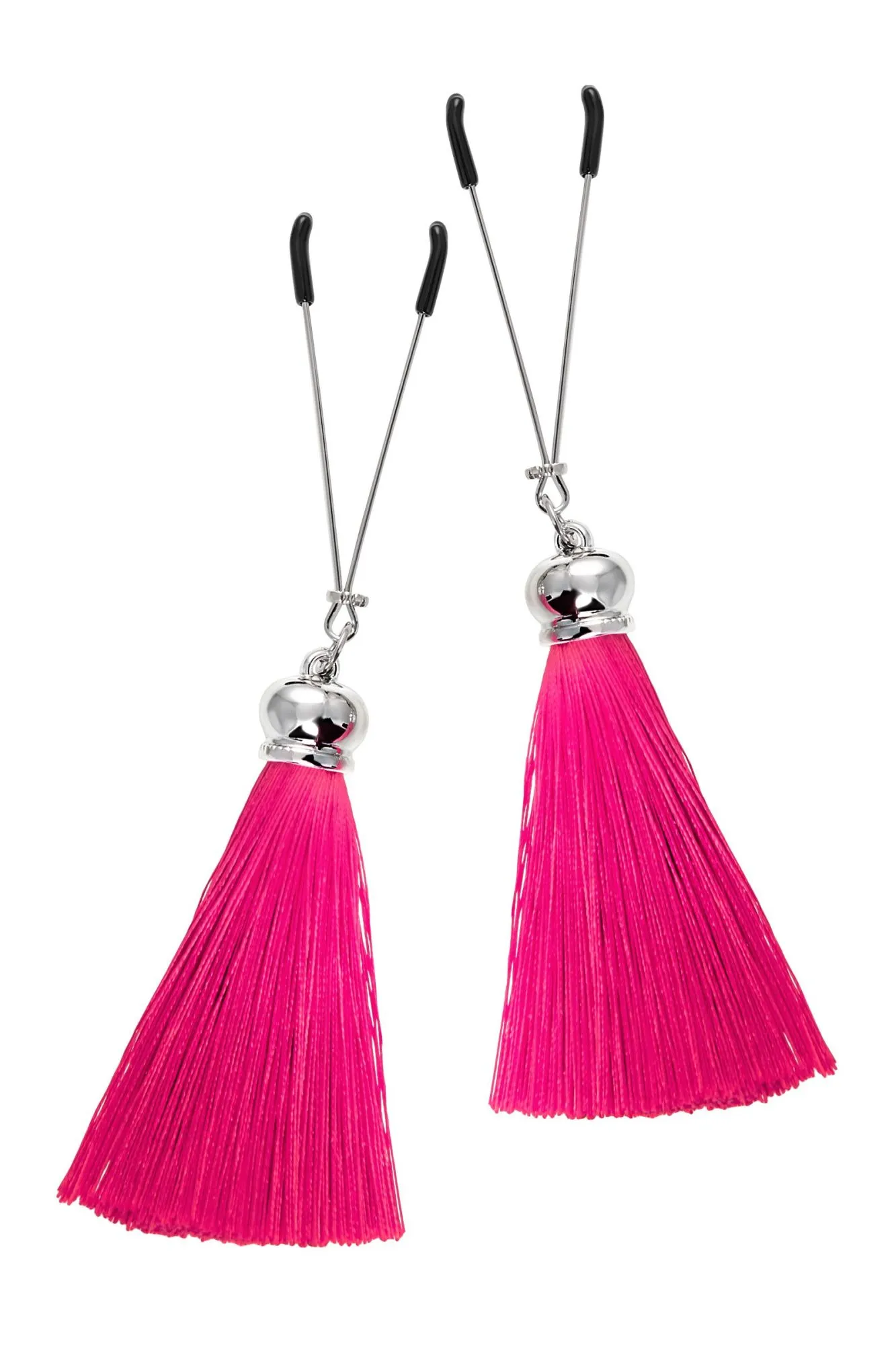 зажимы на соски pecado bdsm, «вилки», с кисточками из шелка, металл, бордовые в Симферополе