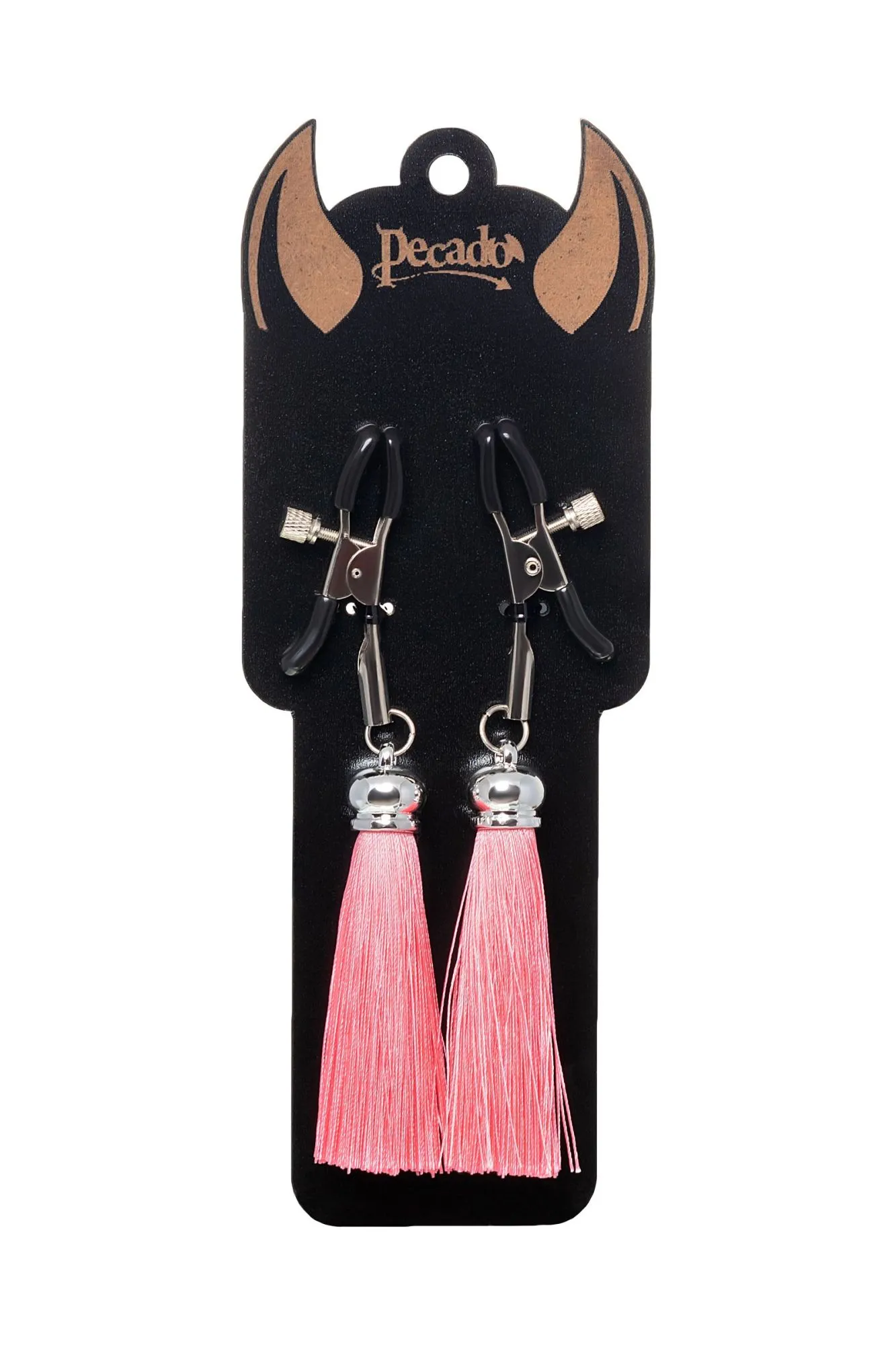 зажимы на соски pecado bdsm, «прищепки», с кисточками из шелка, металл, розовые в Симферополе